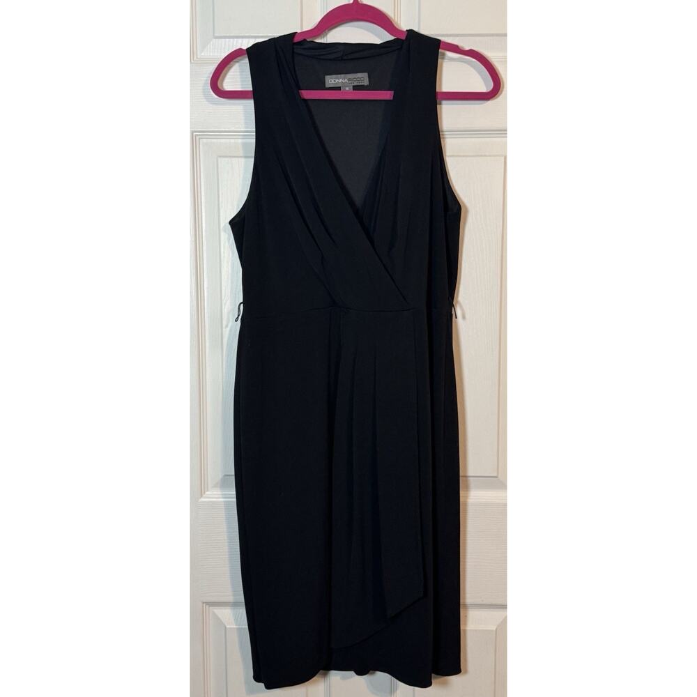 Donna Ricco NY Black Sleeveless V-neck Dress, Polyester/Spandex, 14